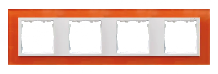 Rahmen 4fach Glas orange/ Zwischenrahmen weiß Kontakt Simon 82  82647-65