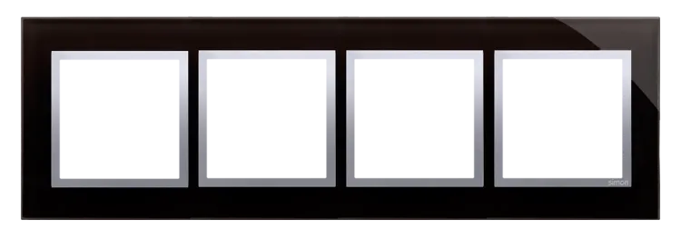 Rahmen 4fach Mondlava glänzend Glas Kontakt Simon 54 Nature DRN4/74