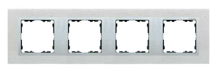 Rahmen 4fach Nature-Metall Inox matt/ Ring aluminium matt Kontakt Simon 82947-34