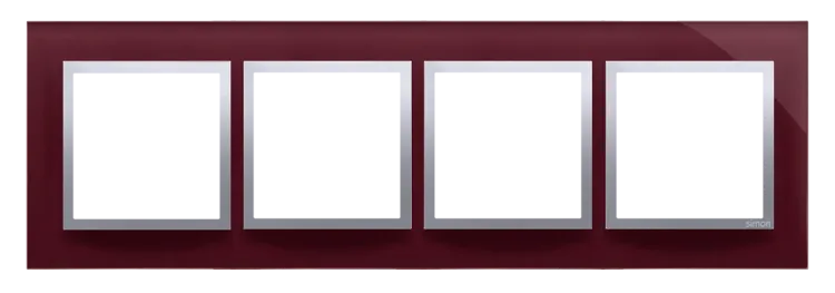 Rahmen 4fach Pflaume glänzend Glas Kontakt Simon 54 Nature DRN4/89