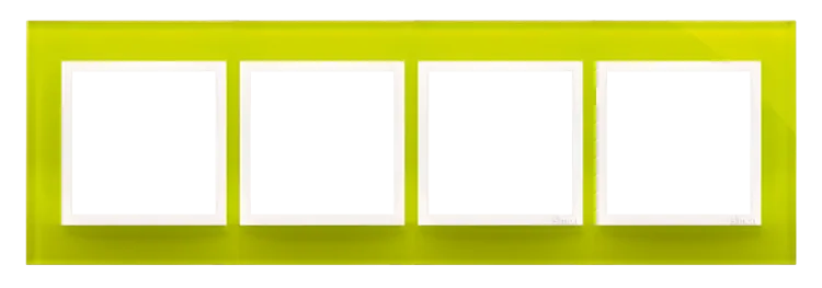 Rahmen 4fach Zitrone glänzend Glas Kontakt Simon 54 Nature DRN4/90