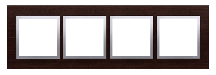 Rahmen 4fach silber wenge matt Holz Kontakt Simon 54 Nature DRN4/84