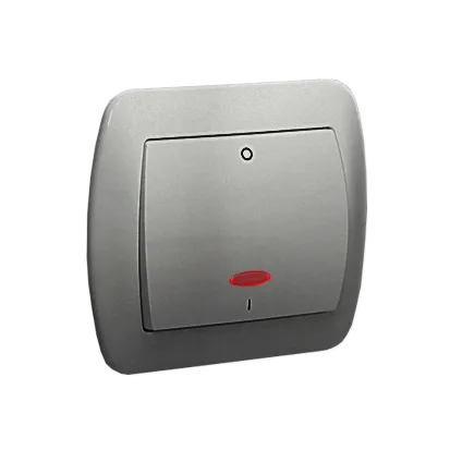 Schalter 2-polig mit Beleuchtung IP20 10AX Aluminium metallisch Kontakt Simon AW2L/26