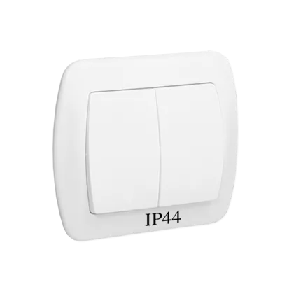 Schalter 2-polig mit Beleuchtung IP20 10AX beige matt metallisch Kontakt Simon AW2L/12