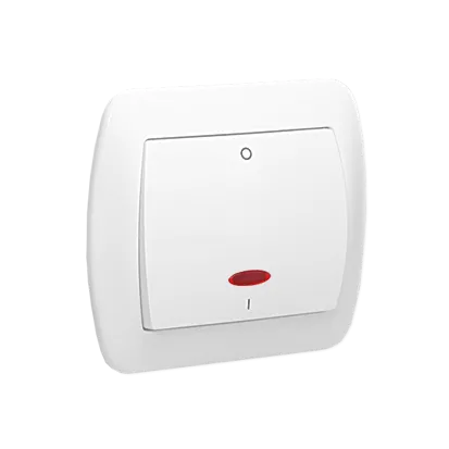 Schalter 2-polig mit Beleuchtung IP20 10AX weiß glänzend metallisch Kontakt Simon AW2L/11