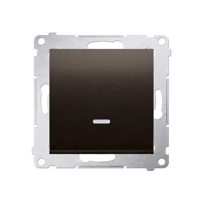 Schalter (Modul) mit LED (blaue Linse) Braun matt Kontakt Simon 54 Premium DW1AL.01/46