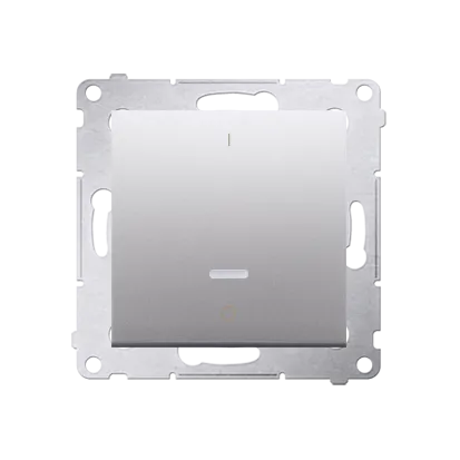 Schalter zweipolig mit LED und Aufdruck Silber matt Kontakt Simon 54 Premium DW2L.01/43