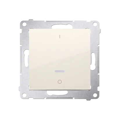 Schalter zweipolig mit LED und Aufdruck cremeweiß matt Kontakt Simon 54 Premium DW2L.01/41