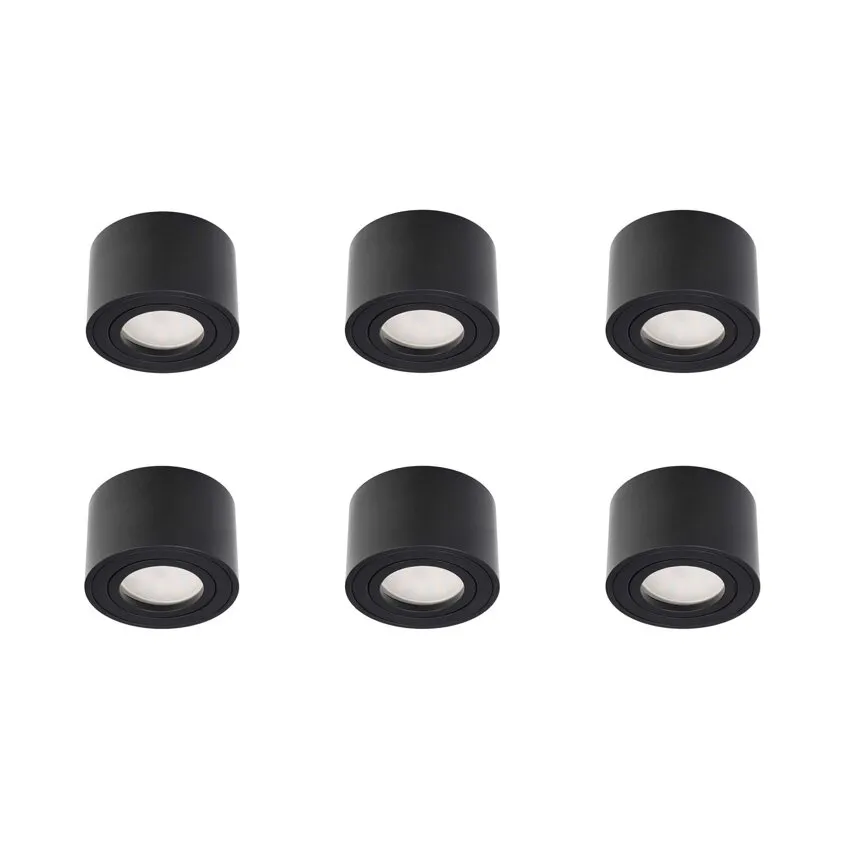 Set aus 6x ZALDA OV Schwarz IP20 EDO777450 + 6x GARI LED INSERT 4,8W 3000K EDO777639, EDO Solutions