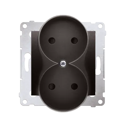 Simon 54 Premium Antracyt Gniazdo podwójne bez uziemienia z przesłonami zaciski śrubowe, DG2MZ.01/48