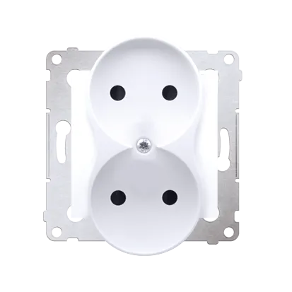 Simon 54 Premium Biały Gniazdo bez uz. z przesłonami podwójne do RAMEK NATURE zaciski śrubowe, DG2MZN.01/11