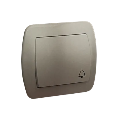 Taster 1fach 10AX mit Aufdruck "Klingel" Satin met. Kontakt Simon AD1/29