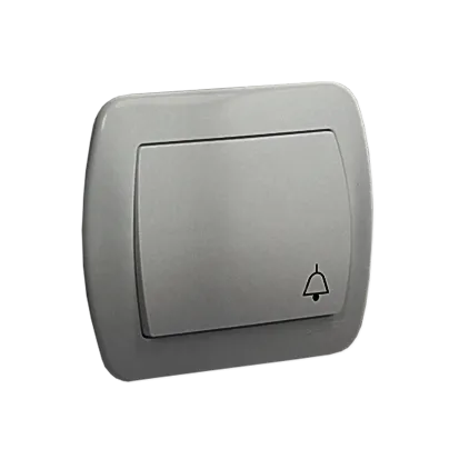 Taster 1fach 10AX mit Aufdruck "Klingel" silber met. Kontakt Simon AD1/26