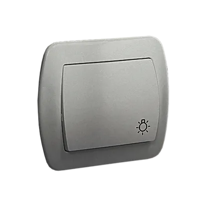 Taster 1fach 10AX mit Aufdruck "Licht" silber met. Kontakt Simon AS1/26