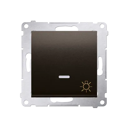 Taster 1fach (Modul) mit Aufdruck "Licht" und LED braun matt Kontakt Simon 54 Premium DS1L.01/46