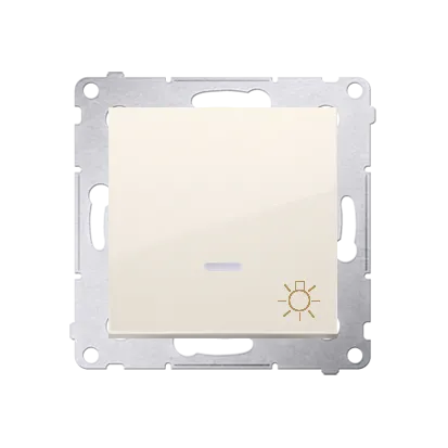 Taster 1fach (Modul) mit Aufdruck "Licht" und LED cremeweiß Kontakt Simon 54 Premium DS1L.01/41