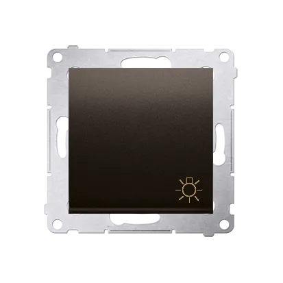 Taster 1fach mit Aufdruck "Licht" und Braun matt Kontakt Simon 54 Premium DS1.01/46