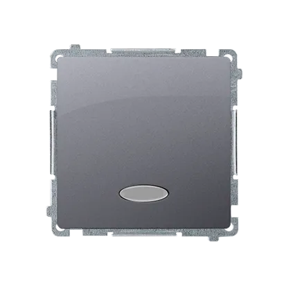 Taster-  Einsatz 1polig mit blauer Linse 10AX 250V inox met. Kontakt Simon BMP1L.01/21