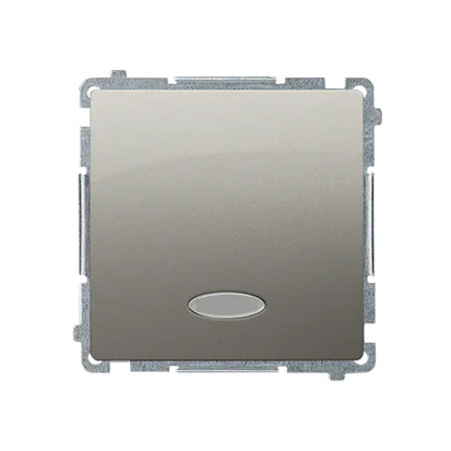 Taster-  Einsatz 1polig mit blauer Linse 10AX 250V satin met. Kontakt Simon BMP1L.01/29