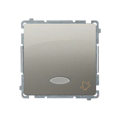 Taster Einsatz mit Aufdruck "Klingel" und blauer Linse Satin met. Kontakt Simon BMD1L.01/29