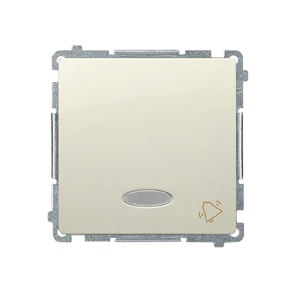 Taster Einsatz mit Aufdruck "Klingel" und blauer Linse beige matt Kontakt Simon BMD1L.01/12