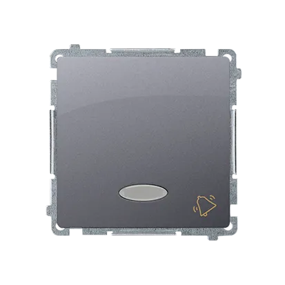 Taster Einsatz mit Aufdruck "Klingel" und blauer Linse inox met. Kontakt Simon BMD1L.01/21