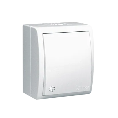 Taster/ Schließer 1fach mit Aufdruck "Kreuz" IP54 10AX Aufputz weiß Kontakt Simon AQW7/11