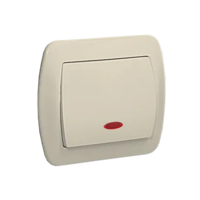 Taster/ Schließer 1polig mit Linse beige 10AX Kontakt Simon AW1L/12