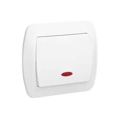 Taster/ Schließer 1polig mit Linse weiß glänzned10AX Kontakt Simon AW1L/11