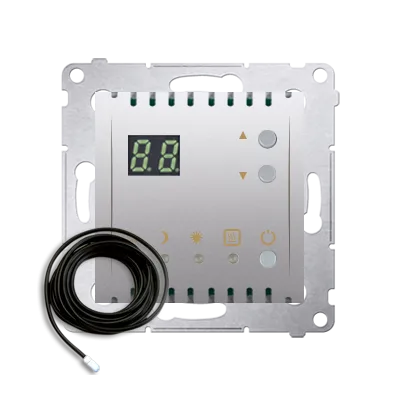 Temperaturregler mit Display mit Außensenor gold matt 230V 16A Kontakt Simon DTRNSZ.01/44