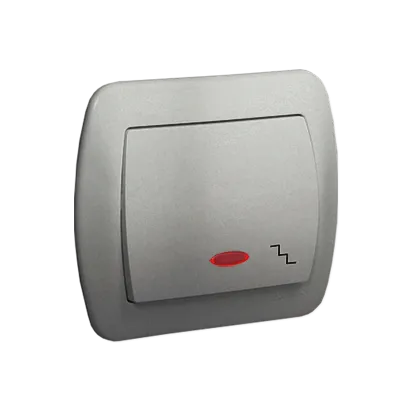 Treppentaster 1fach 10AX silber met. beleuchtet Kontakt Simon AW6L/26