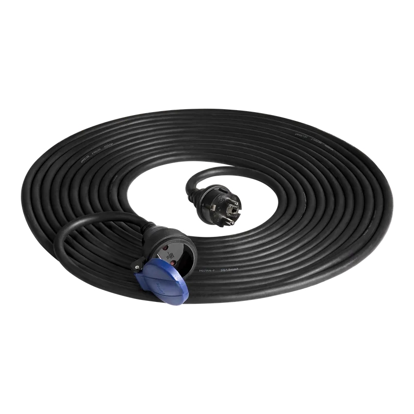 Verlängerungskabel IP44, 1x2P+Z 10m, ölbeständiges Gummikabel H07RN-F 3x1.5mm2, 230VAC/16A