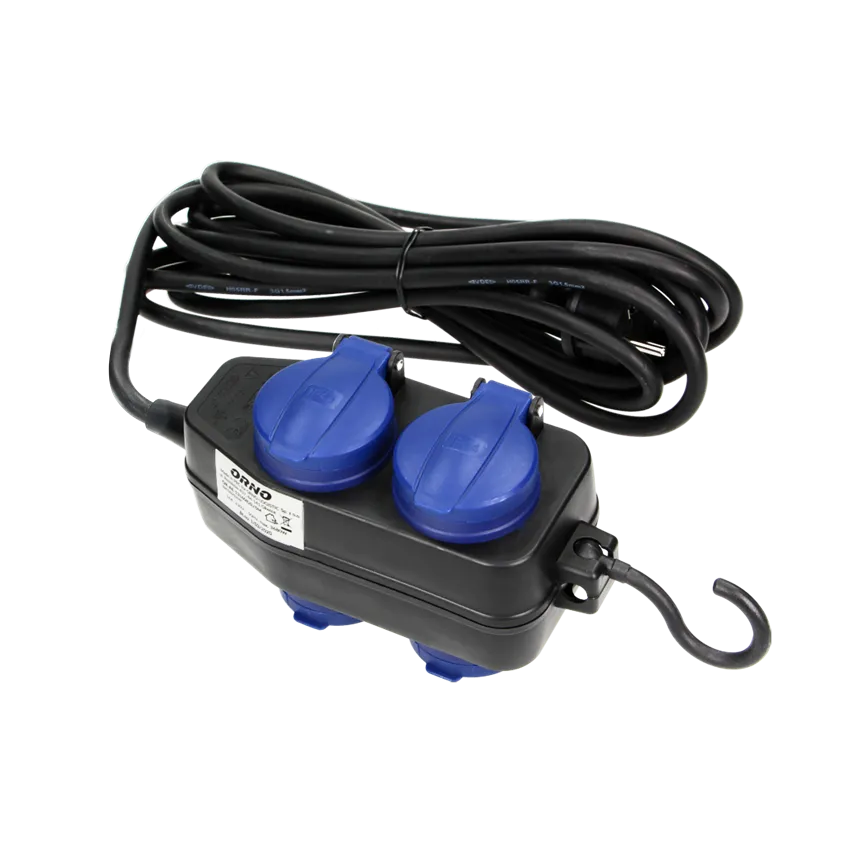 Verlängerungskabel IP44, 4 Steckdosen (2+2) 2P+Z (Schuko) IP44, Gummikabel, H05RR-F 3x1,5, Länge 10m