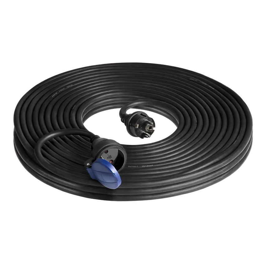 Verlängerungskabel Werkstatt spritzwassergeschützt IP44, 1x2P+Z 30m, ölbeständiges Gummikabel H07RN-F 3x1.5mm2, 230VAC/16A
