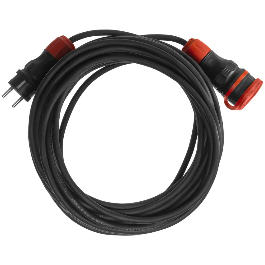 Verlängerungskabel X1, H05RR-F 3x2.5mm2, IP 54, Stecker und Buchse Farbe schwarz/rot, 40m; schwarz