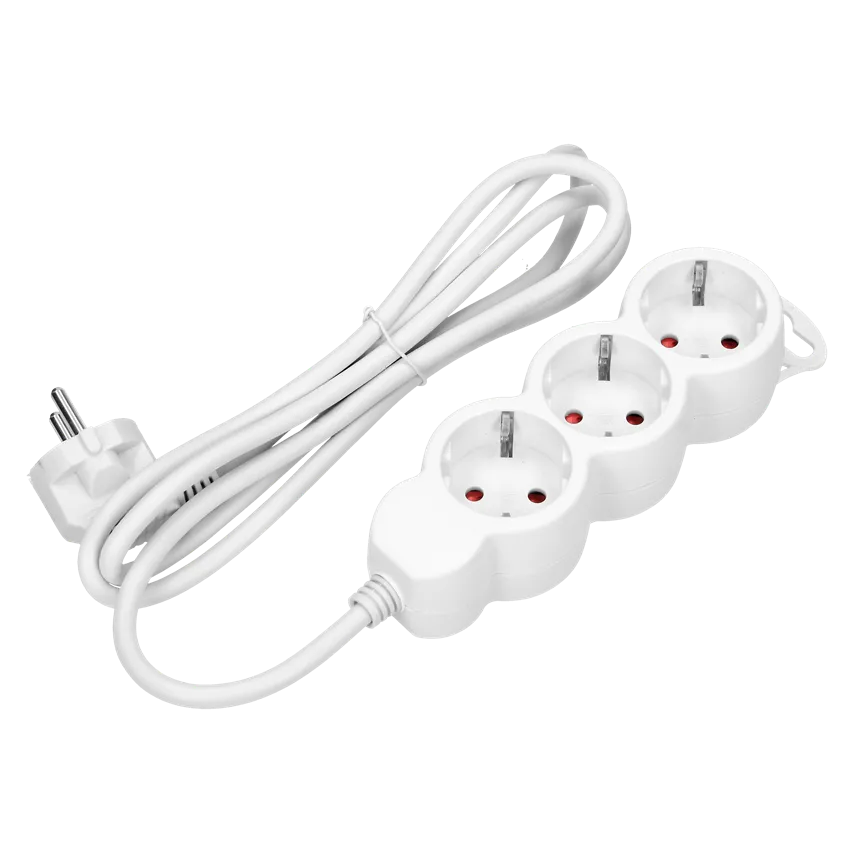 Verlängerungsleitung 3fach 2P+Z (Schuko), 1,5m H05VV-F 3x1,0mm2 , Imax=10A, weiß