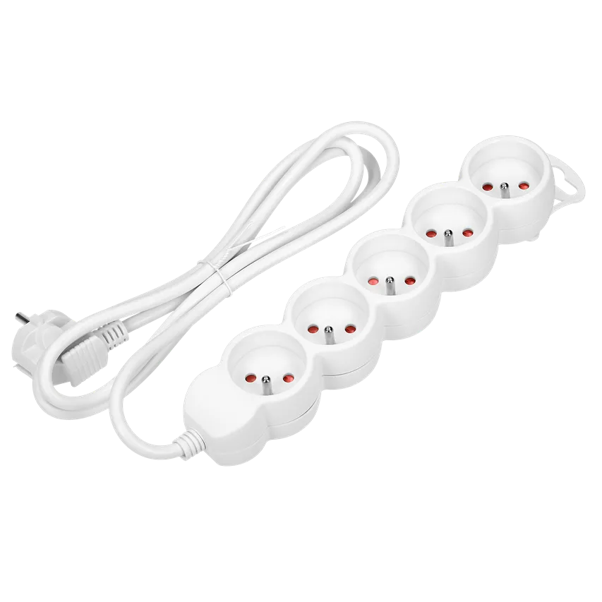 Verlängerungsleitung 5fach 2P+Z, 1,5m H05VV-F 3x1,0mm2 , Imax=10A, weiß