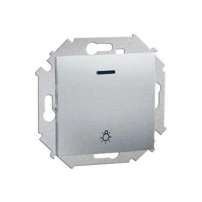 Wippe (Modul) 1fach mit Aufdruck Symbol Licht und Beleuchtung (rote Linse) Schraubklemmen Aluminium