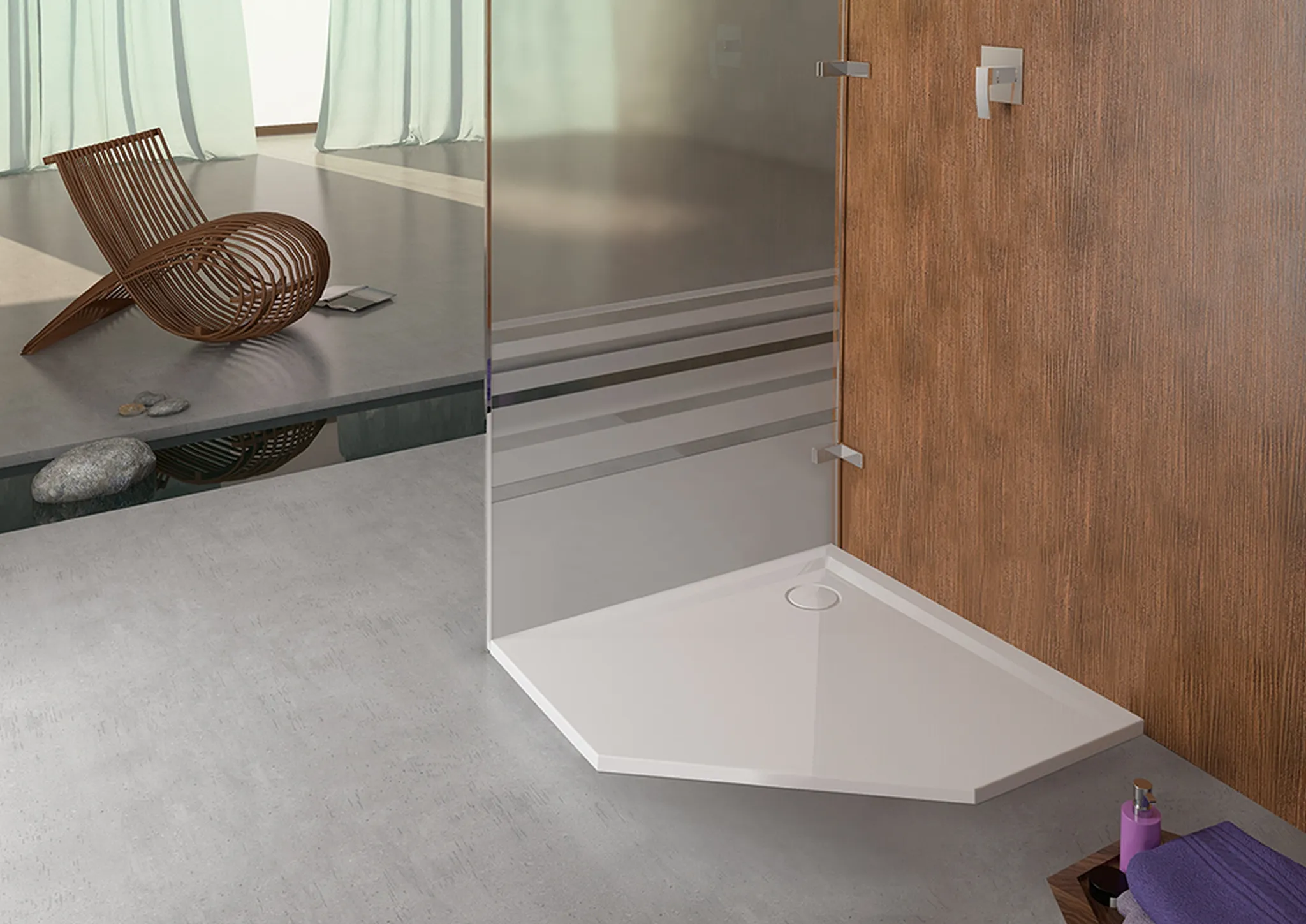 Duschwanne „Muna“ Fünfeck 90 × 90 cm in Weiß