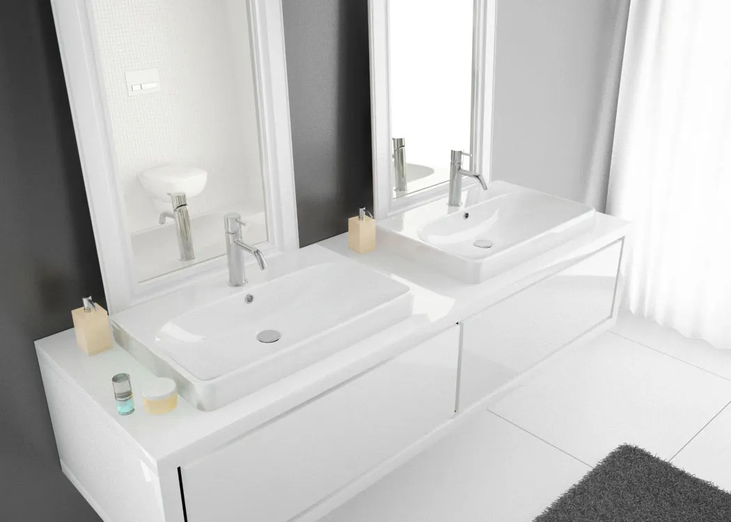 Aufsatzwaschtisch „Carta“, ohne Überlauf, ohne Hahnlochbohrung 50 × 40 cm in Weiß