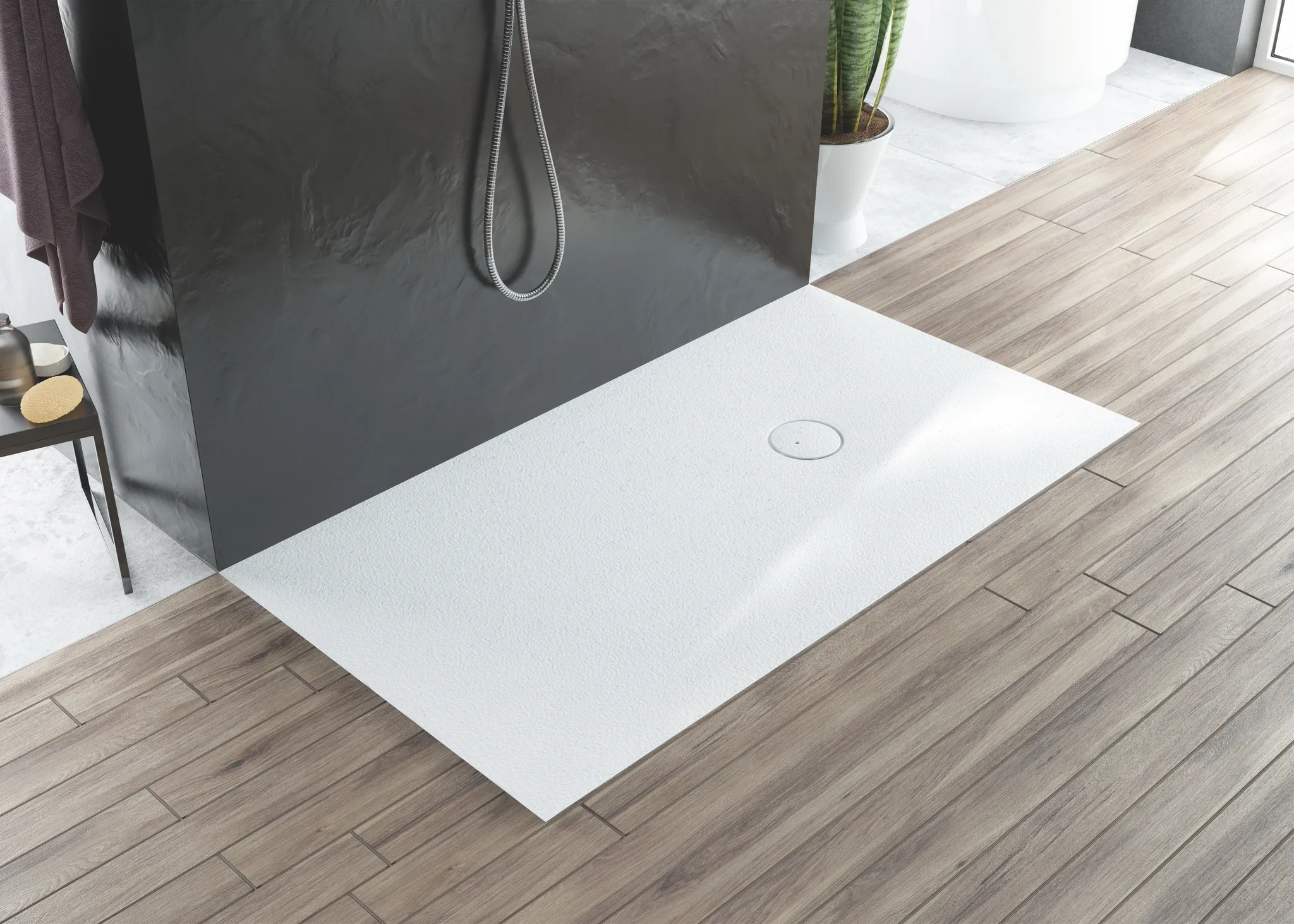 Hoesch rechteck Duschwanne „Nias“ mit strukturierter Oberfläche 90 × 80 cm in Weiß