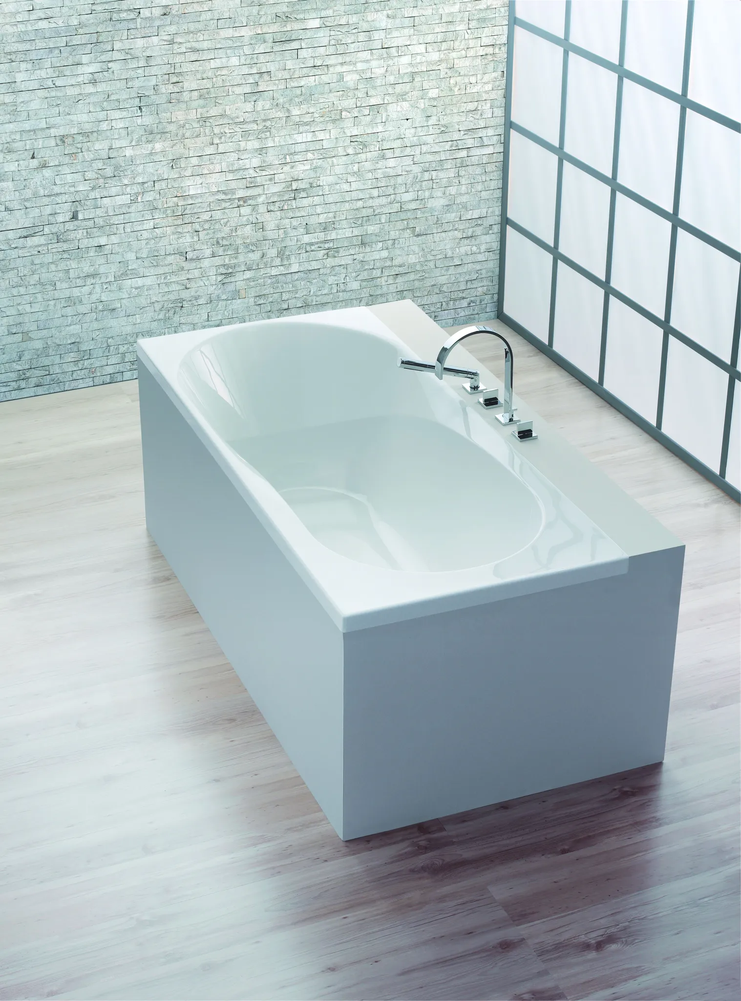 Hoesch Badewanne „Spectra“ rechteck 170 × 75 cm, Fußablauf in Weiß