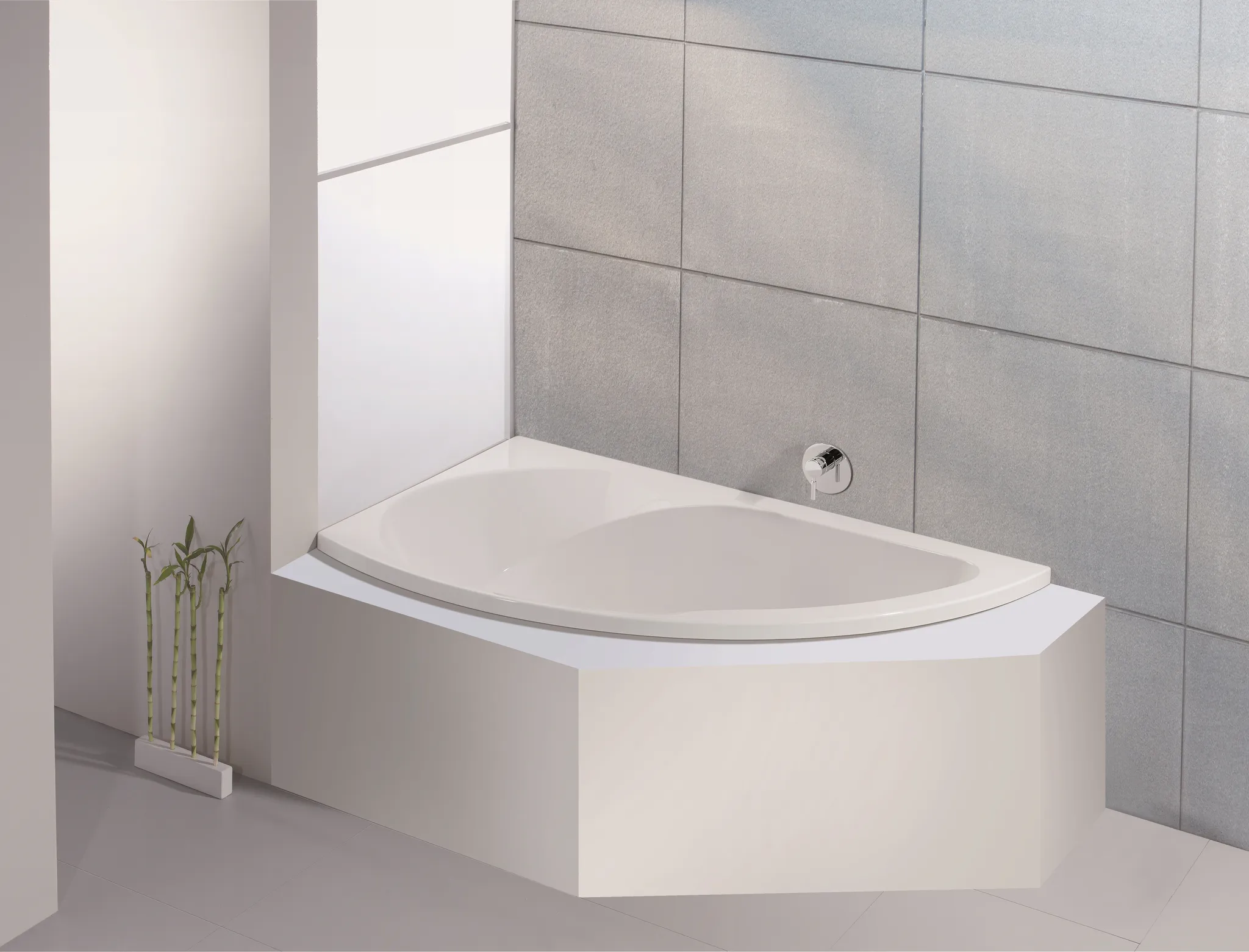 Hoesch Badewanne „Spectra“ eck, asymmetrisch 170 × 100 cm, links, ohne Schürze in Weiß