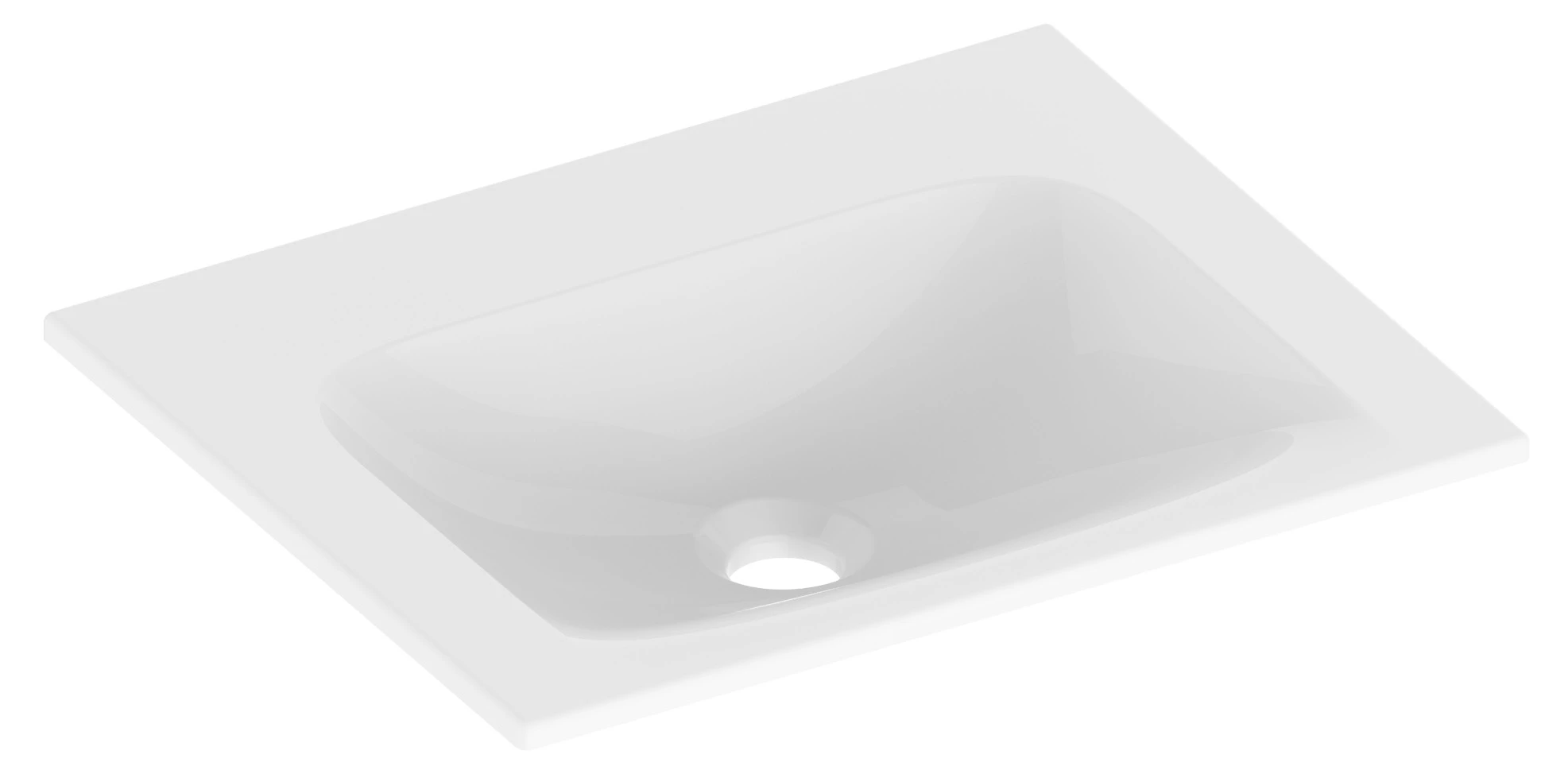 KEUCO Einbauwaschtisch „X-Line“, ohne Hahnlochbohrung, ohne Beleuchtung in Weiß, 465 × 383 × 17 mm