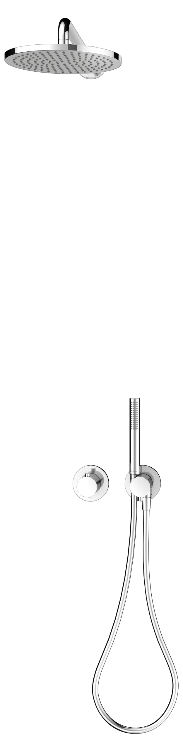 IXMO Sets IXMO Set 7 Thermostatarmatur, rund mit Brausehalter u. Kopfbrause verchromt