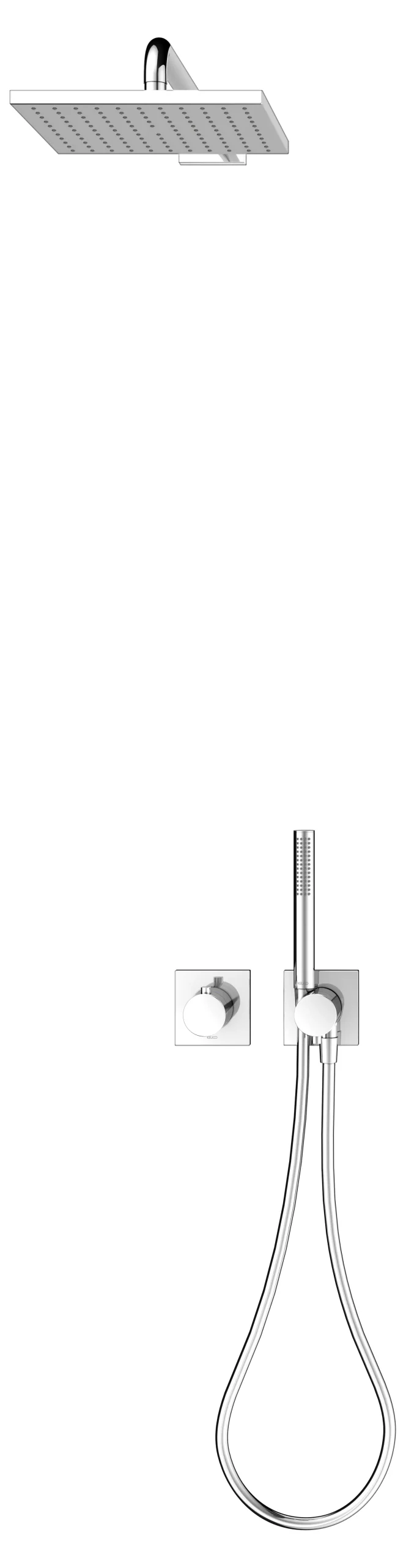 IXMO Sets IXMO Set 8 Thermostatarmatur, eckig mit Brausehalter u. Kopfbrause verchromt
