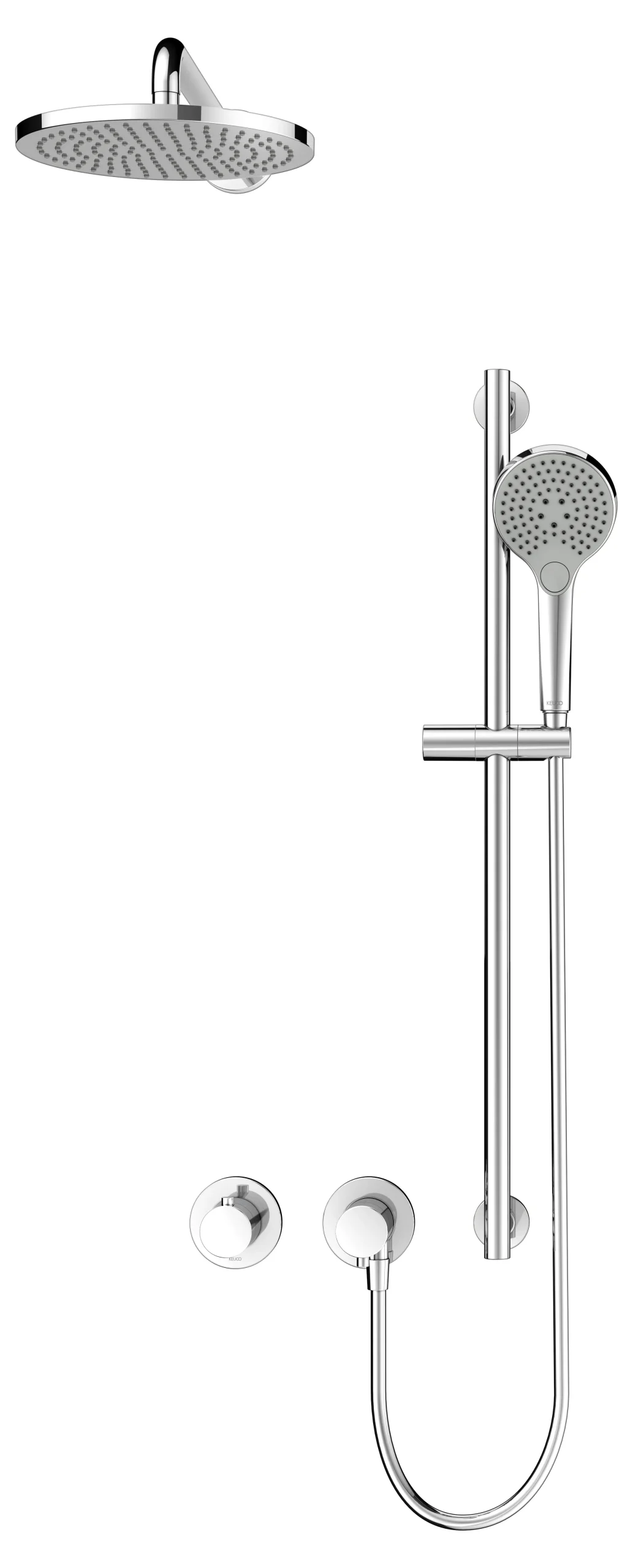 IXMO Sets IXMO Set 9 Thermostatarmatur, rund mit Brausestange u. Kopfbrause verchromt