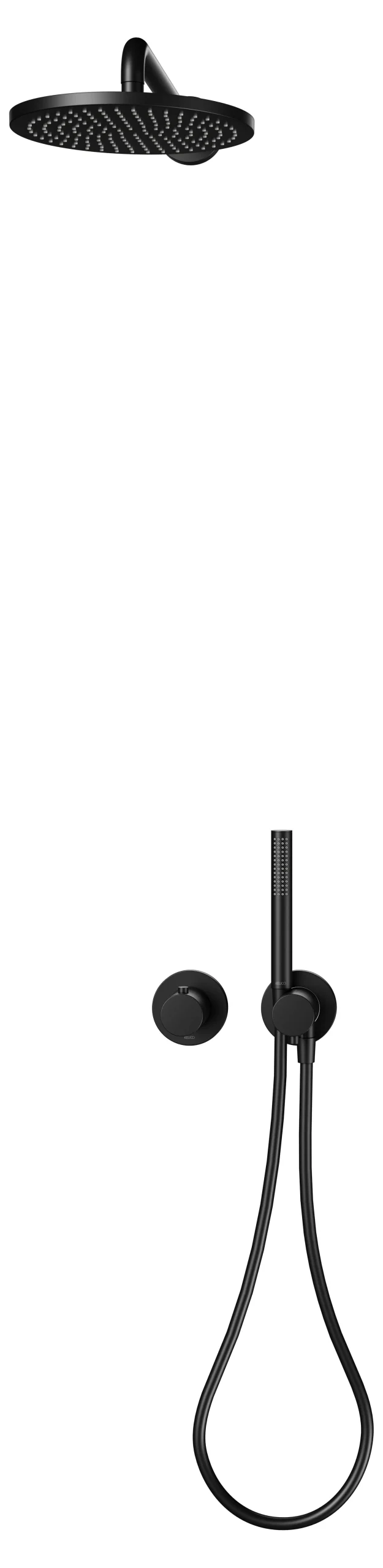 IXMO Sets IXMO Set 7 Thermostatarmatur, rund mit Brausehalter u. Kopfbrause schwarz matt