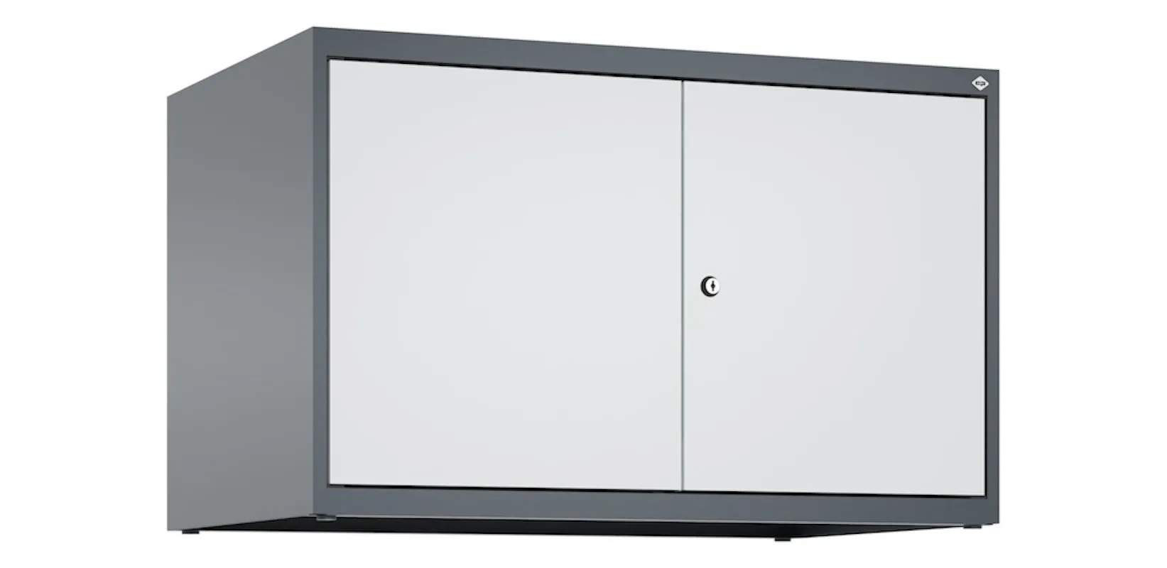 C+P Doppelter Aufsatzschrank Classic PLUS  | 2 Abteile mit Mitteltrennwand | HxBxT 50x80x50cm | Zylinderschloss | Stahl | Anthrazitgrau/Lichtgrau