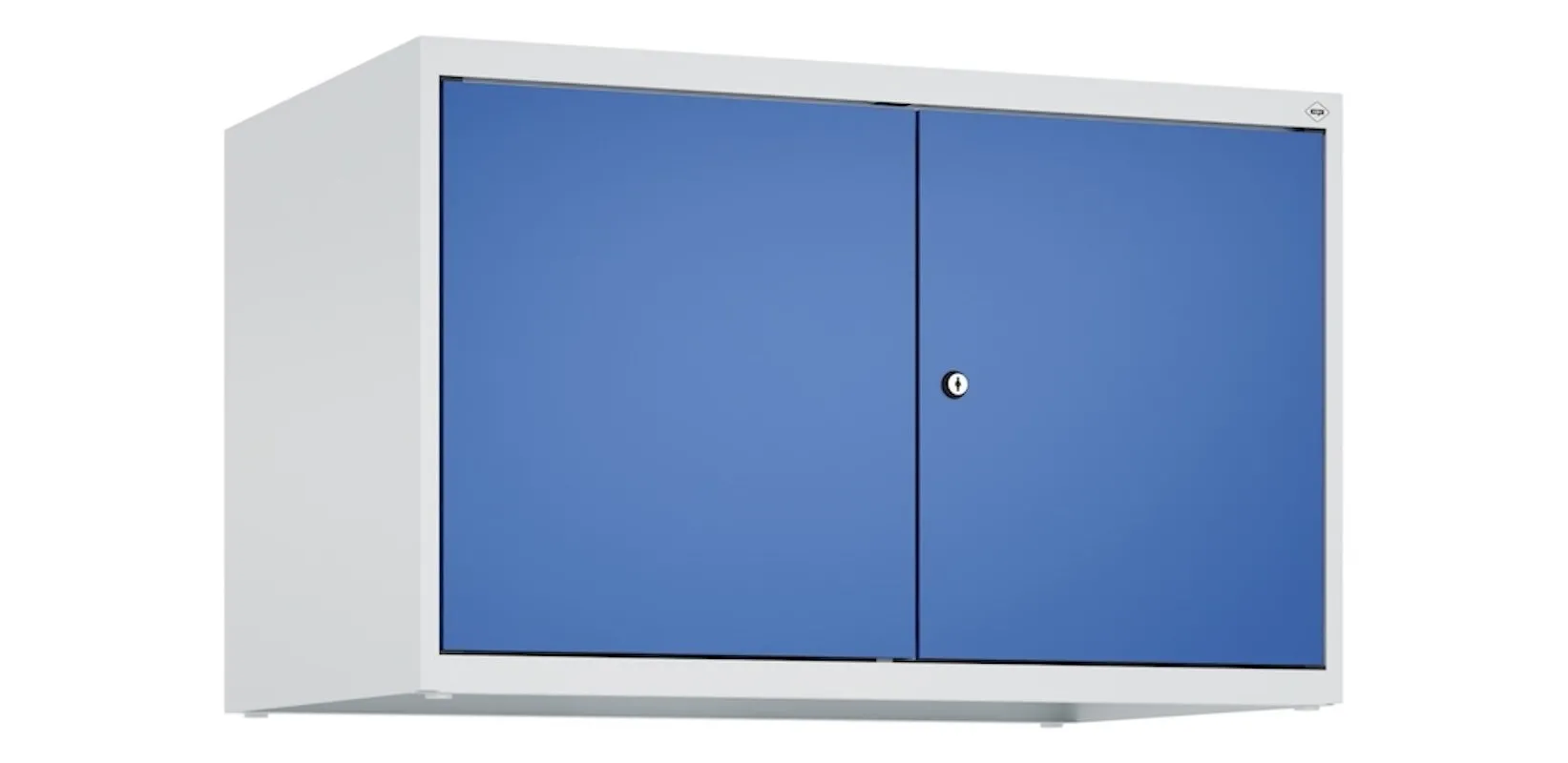 C+P Doppelter Aufsatzschrank Classic PLUS  | 2 Abteile mit Mitteltrennwand | HxBxT 50x80x50cm | Zylinderschloss | Stahl | Lichtgrau/Enzianblau